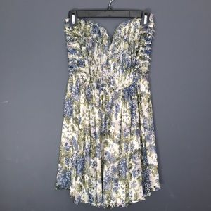 Anthropologie Strapless Floral Chiffon Dress - S